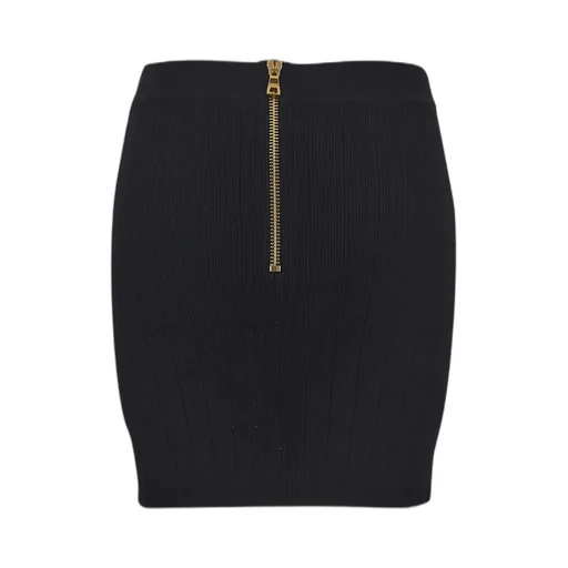 Balmain Button Embellished Knitted Mini Skirt