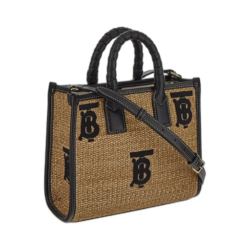 Burberry Monogram Embroidered Mini Freya Tote Bag