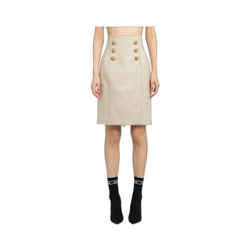 Balmain High-Waist Button-Detailed Midi Skirt