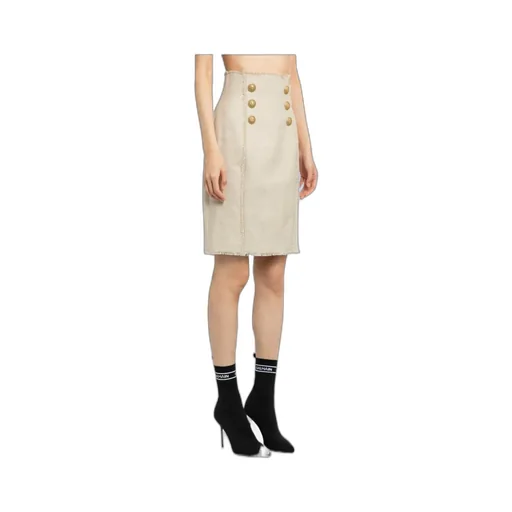 Balmain High-Waist Button-Detailed Midi Skirt