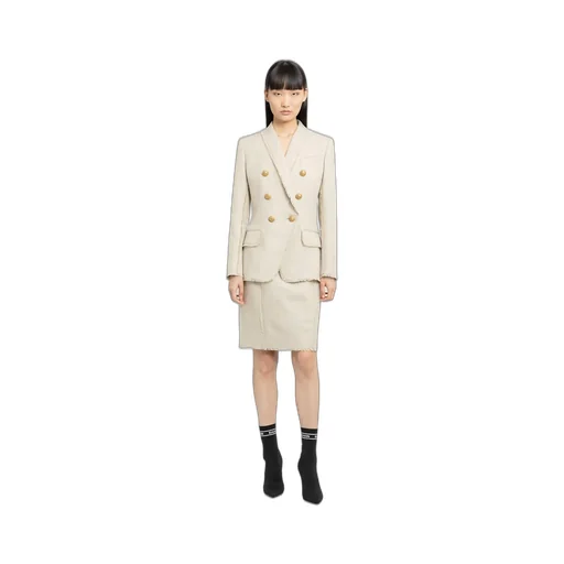 Balmain High-Waist Button-Detailed Midi Skirt