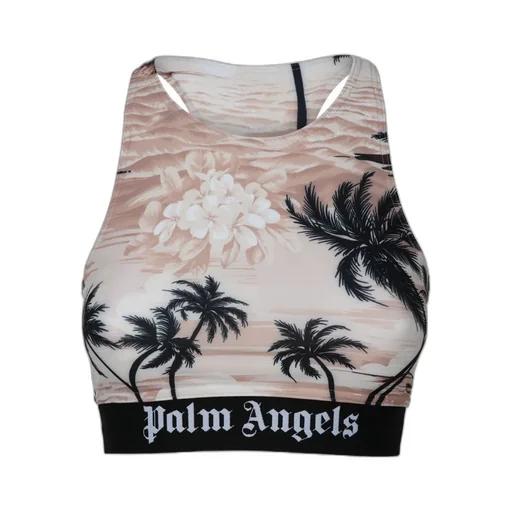 Palm Angels Palm Tree Printed Crop Tank Top
