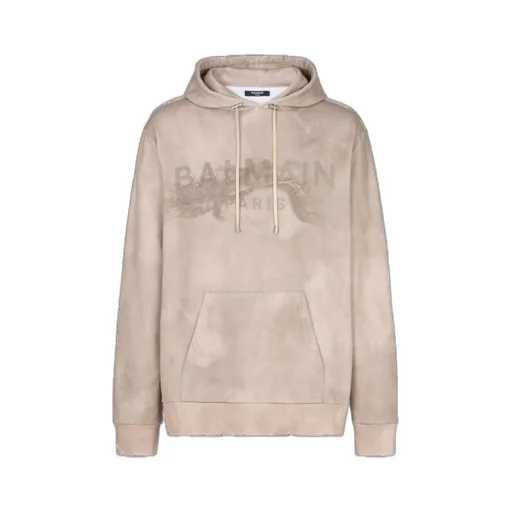 Balmain Desert Logo Printed Drawstring Hoodie