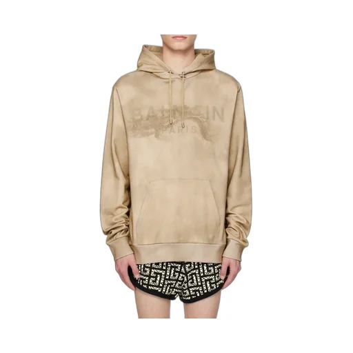 Balmain Desert Logo Printed Drawstring Hoodie