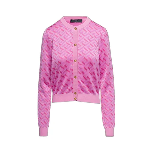 Versace La Greca Monogram Button-Up Cardigan