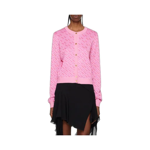 Versace La Greca Monogram Button-Up Cardigan