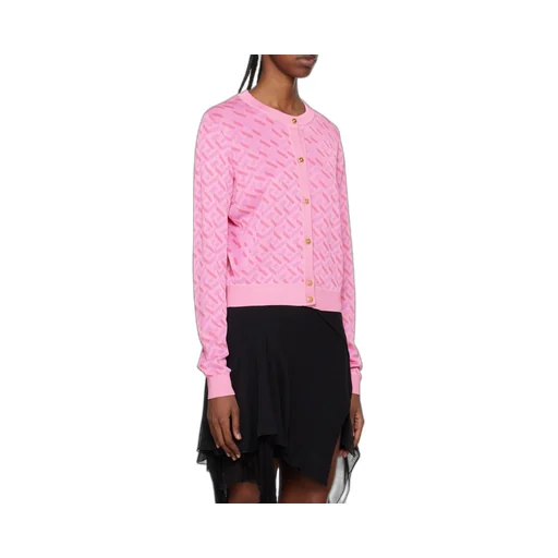Versace La Greca Monogram Button-Up Cardigan