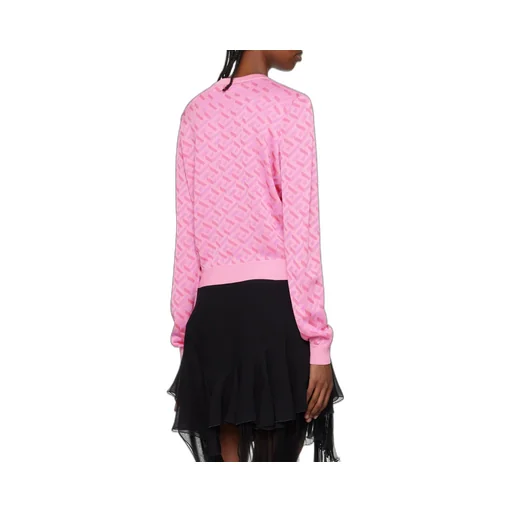 Versace La Greca Monogram Button-Up Cardigan