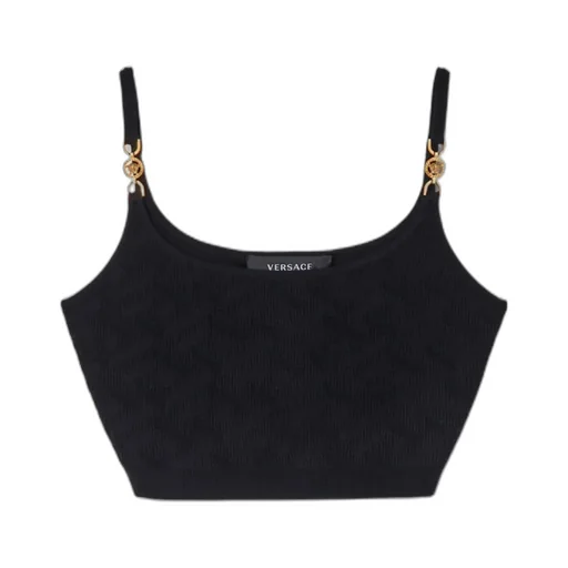 Versace Medusa Plaque Cropped Knitted Top
