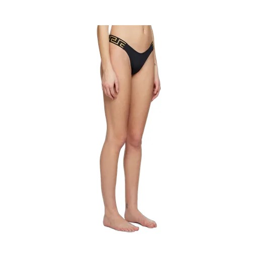 Versace Greca-Pattern Printed Thong Bikini Bottoms