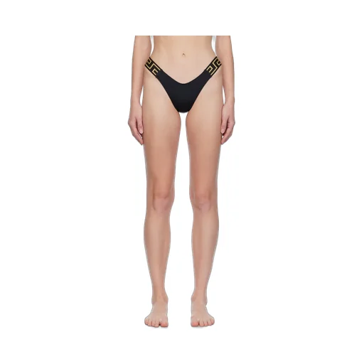 Versace Greca-Pattern Printed Thong Bikini Bottoms