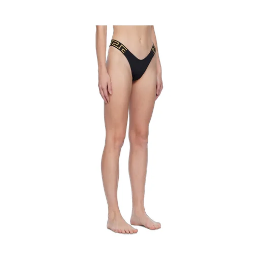 Versace Greca-Pattern Printed Thong Bikini Bottoms