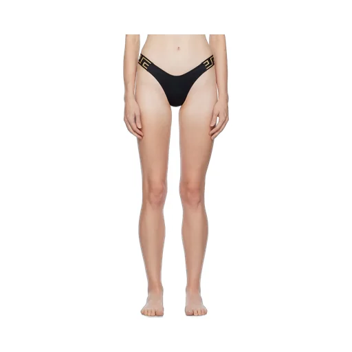 Versace Greca-Pattern Printed Thong Bikini Bottoms