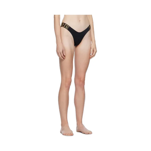 Versace Greca-Pattern Printed Thong Bikini Bottoms