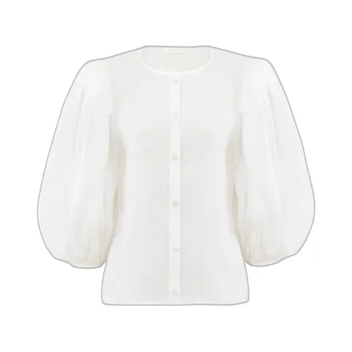 Puff-Sleeved Buttoned Blouse