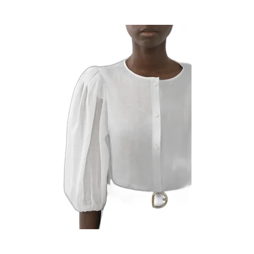 Puff-Sleeved Buttoned Blouse