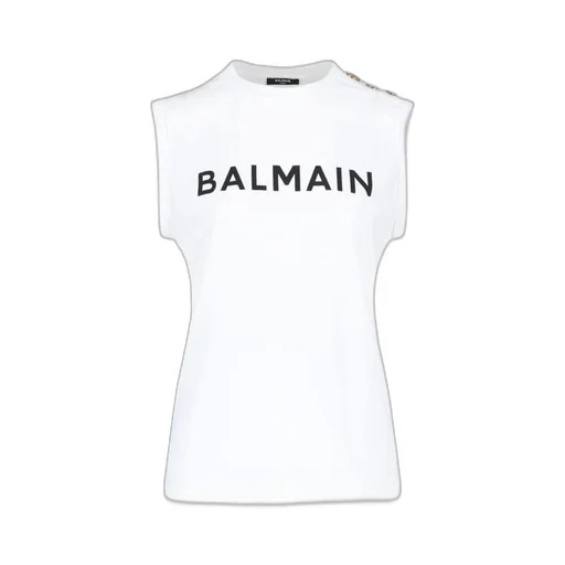 Balmain Logo Printed Sleeveless Top