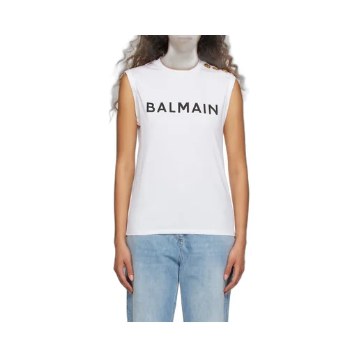 Balmain Logo Printed Sleeveless Top