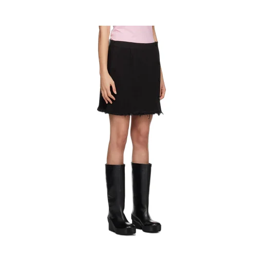 Raf Simons Button Embellished Frayed Hem Denim Mini Skirt