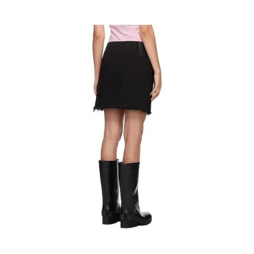 Raf Simons Button Embellished Frayed Hem Denim Mini Skirt