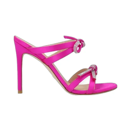 Stuart Weitzman Bow-Detail Crystal-Embellished Heel Sandals