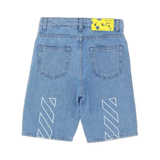 Diagonal Outline Denim Shorts