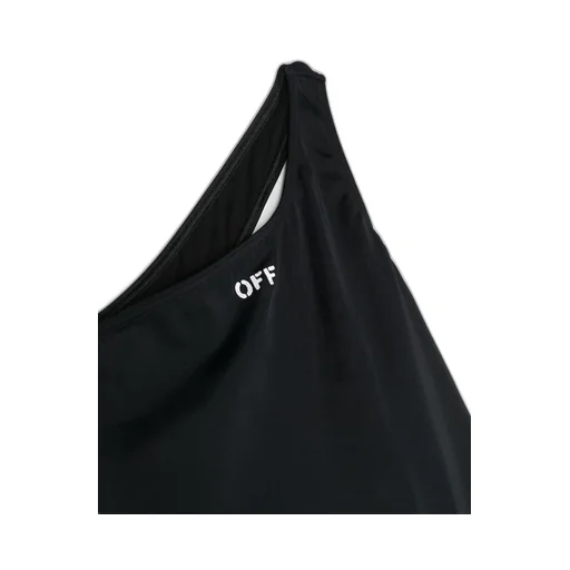 Logo Print One Shoulder Swimsuit