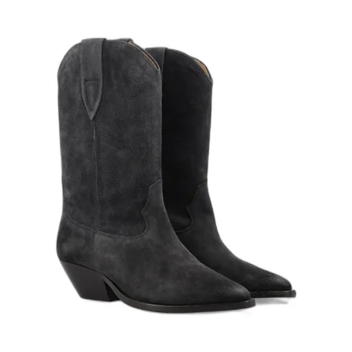 Cuban-Heeled Leather Boots