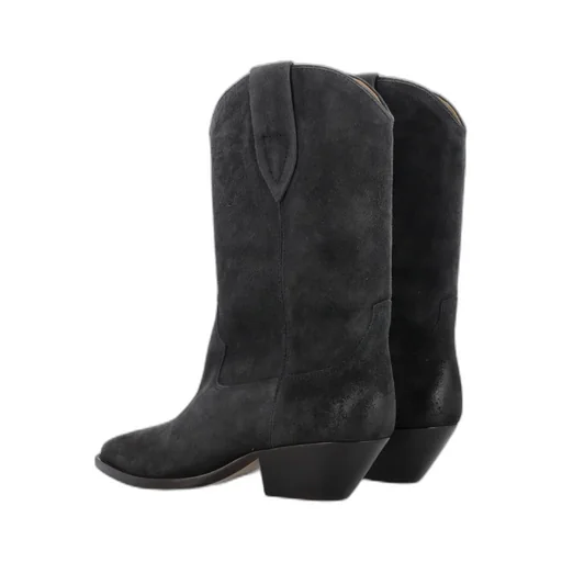 Cuban-Heeled Leather Boots