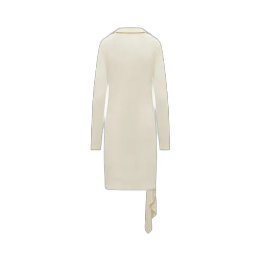 Off-White Asymmetric Ruched Long-Sleeved Mini Dress