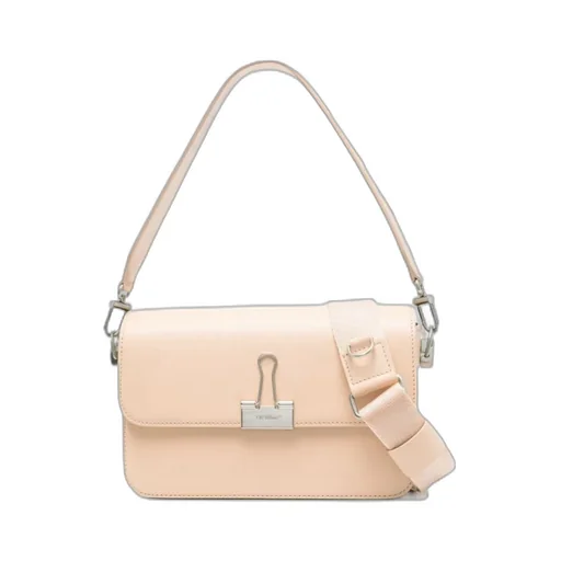 Off-White Binder Clip Foldover Top Crossbody Bag