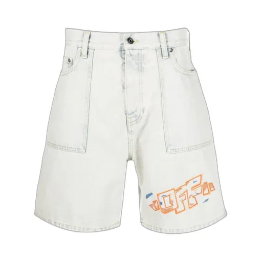 Off-White Button Detailed Denim Shorts