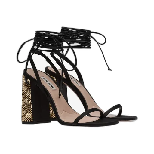 Miu Miu Ankle Tie-Fastening Embellished Sandals