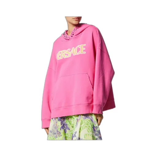 Versace Logo Printed Embellished Hoodie