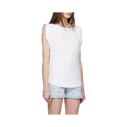 Ruched-Sleeve Cotton T-Shirt