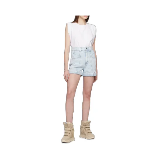 Ruched-Sleeve Cotton T-Shirt