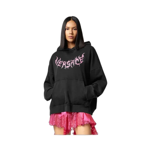 Versace Logo Printed Long Sleeved Hoodie