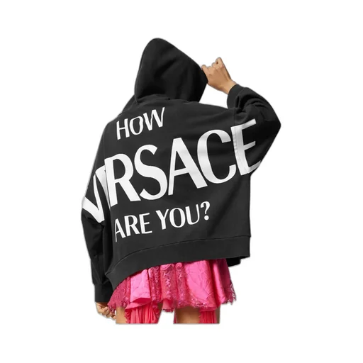 Versace Logo Printed Long Sleeved Hoodie