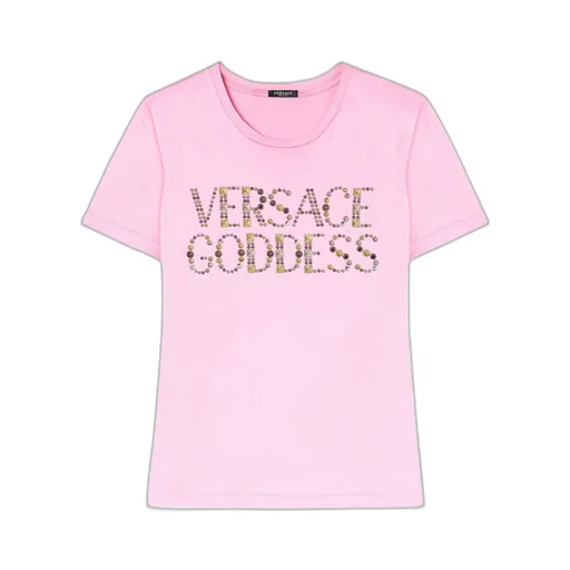 Versace Logo Embellished Crewneck T-Shirt