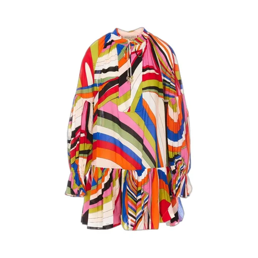 Emilio Pucci Iride-Printed Ruffled Trim Mini Dress