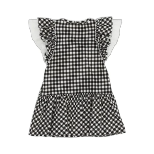 Teddy Bear-Motif Check-Print Dress