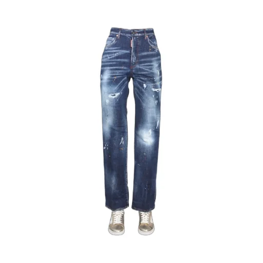 Dsquared2 Distressed Straight-Leg Jeans