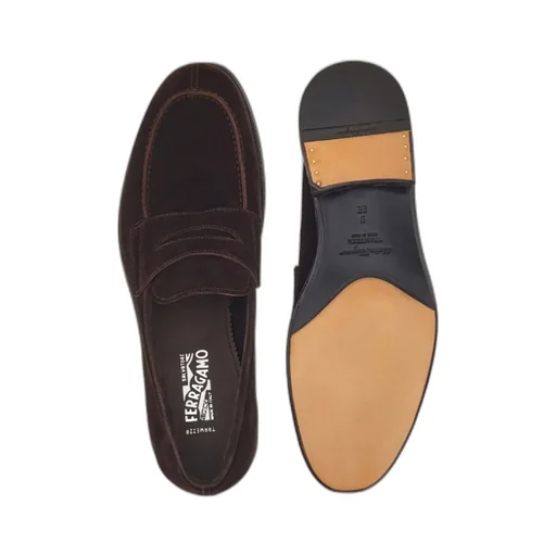 Salvatore Ferragamo Penny Almond-Toe Slip-On Loafers