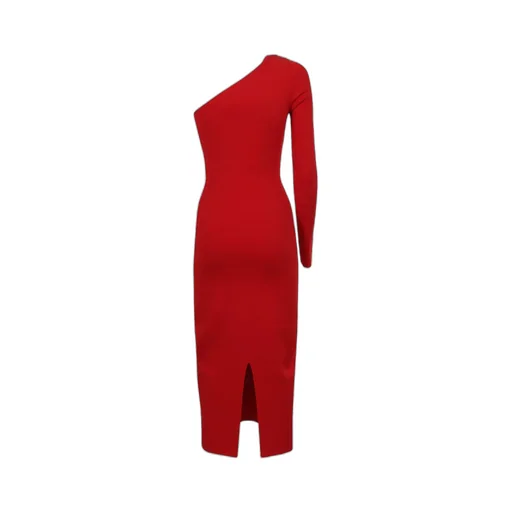 Ribbed-Detail One-Shoulder Dress