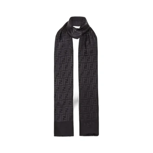 Fendi All-Over Ff Motif Frayed-Edge Scarf