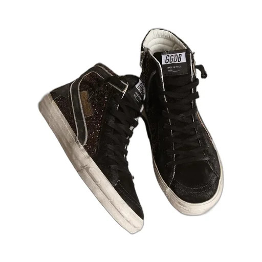 Golden Goose Deluxe Brand Slide Glitter High-Top Lace-Up Sneakers