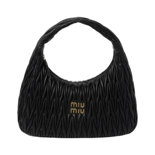 Miu Wander Matelassé Nappa Leather Hobo Bag