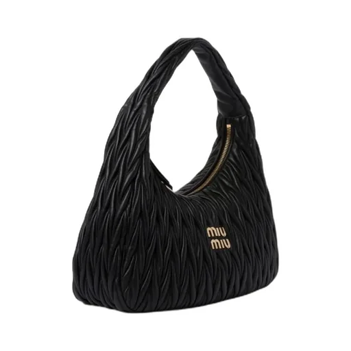 Miu Wander Matelassé Nappa Leather Hobo Bag