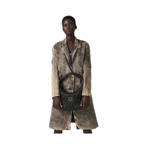 Miu Wander Matelassé Nappa Leather Hobo Bag