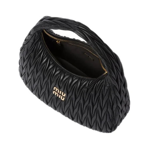 Miu Wander Matelassé Nappa Leather Hobo Bag